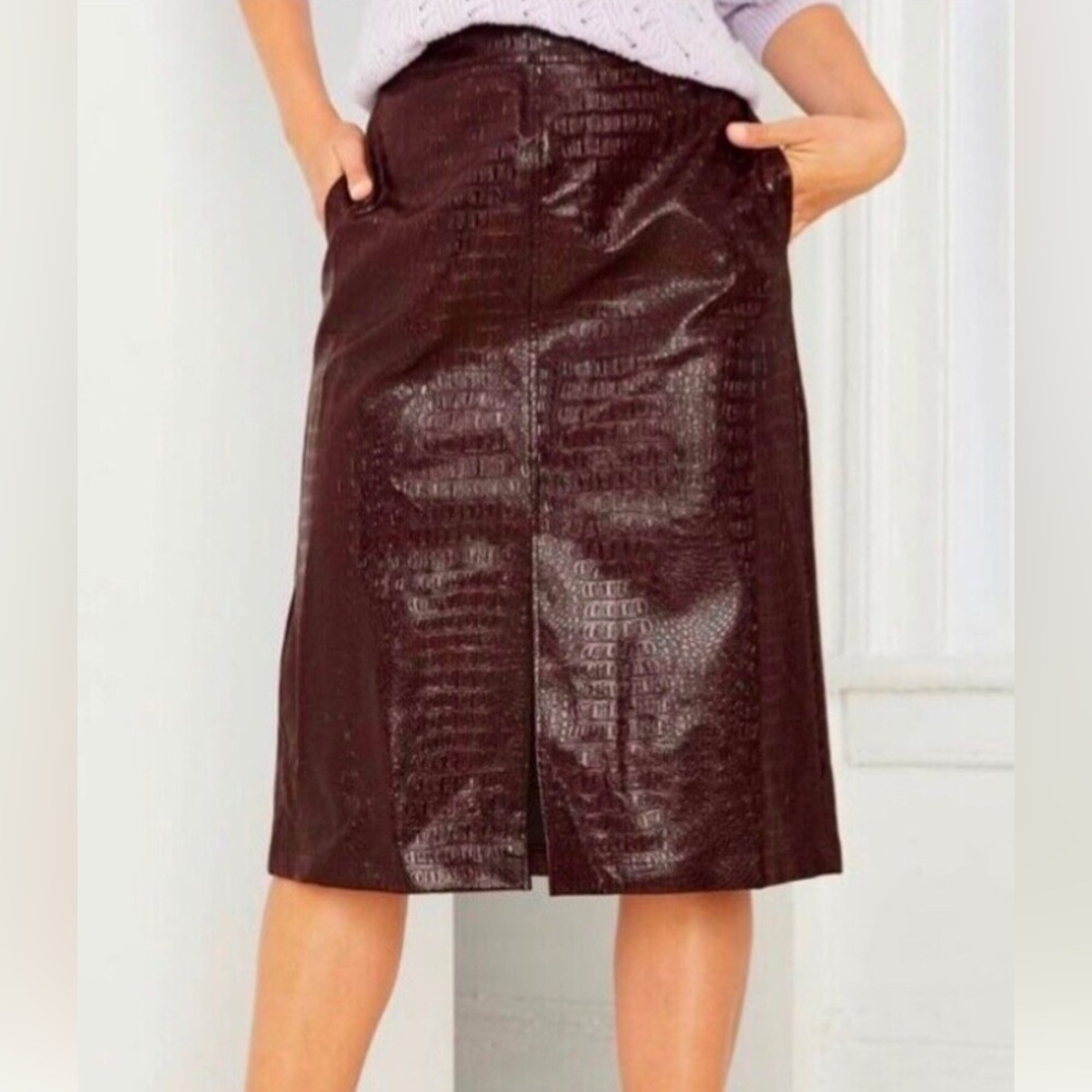 NWOT Who What Wear Maroon Alligator Midi Skirt